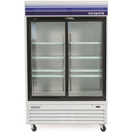 Norpole 53 in. W 45 cu. ft. Glass Door Commercial Refrigerator in White and Black