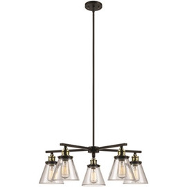 Globe Electric Jackson 5-Light Oil Rubbed Bronze and Antique Brass Chandelier