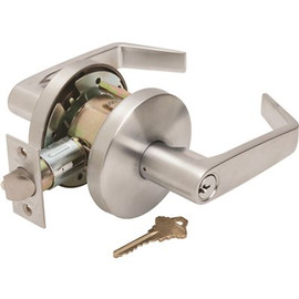 Falcon W-Series Storeroom Dane Door Lever, 2-3/4 in. Backset, SC1 Keyway In A Satin Chrome