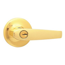 Kwikset Kingston Keyed Entry Door Lever in Polished Brass