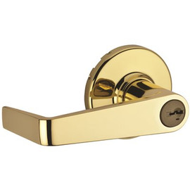 Kwikset Kingston Polished Brass Storeroom Keyed UL Door Lever featuring SmartKey