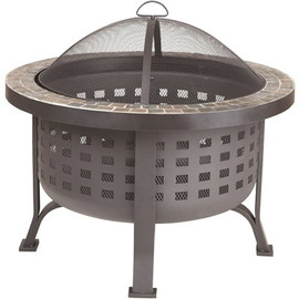 Fire Sense Alpina 30 in. Round Steel Fire Pit with Slate Top