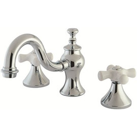 Kingston Brass Porcelain Cross 8 in. Widespread 2-Handle High-Arc Bathroom Faucet in Chrome