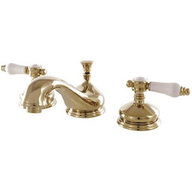 Kingston Brass Classic Lever 8 in. Widespread 2-Handle Bathroom Faucet in Polished Brass