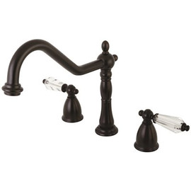 Kingston Brass Victorian Crystal 2-Handle Standard Kitchen Faucet in Oil Rubbed Bronze