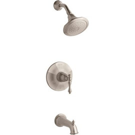 KOHLER Kelston 1-Handle 1-Spray 2.5 GPM Tub and Shower Faucet with Lever in Vibrant Brushed Nickel (Valve Not Included)