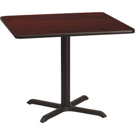 Flash Furniture 36 in. Square Mahogany Laminate Table Top with 30 in. x 30 in. Table Height Base