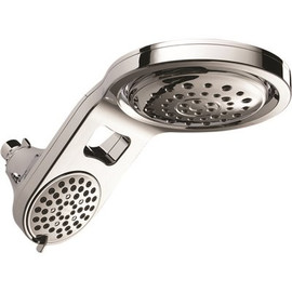 Delta HydroRain Two-in-One 5-Spray 7.9 in. Double Wall Mount Fixed Shower Head in Chrome