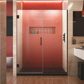 DreamLine Unidoor Plus 59 to 59.5 in. x 72 in. Frameless Hinged Shower Door in Satin Black