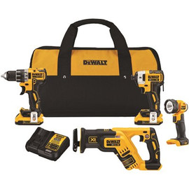 DEWALT 20-Volt MAX XR Lithium-Ion Cordless Compact Combo Kit (4-Tool) with (2) Batteries 2Ah, Charger and Contractor Bag