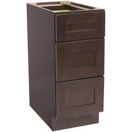 Design House Brookings Plywood Ready to Assemble Shaker 12x34.5x24 in. 3-Drawer Base Kitchen Cabinet in Espresso