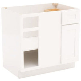 Design House Brookings Plywood Ready to Assemble Shaker 36x34.5x24 in. 1-Door 1-Drawer Blind Base Kitchen Cabinet in White