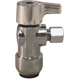 Tectite 1/2 in. Chrome-Plated Brass Push-To-Connect x 1/4 in. Compression Quarter-Turn Angle Stop Valve