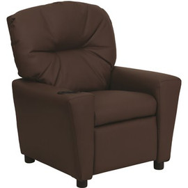 Flash Furniture Contemporary Brown Leather Kids Recliner with Cup Holder