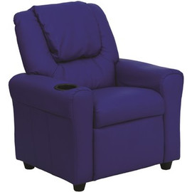 Flash Furniture Contemporary Blue Vinyl Kids Recliner with Cup Holder and Headrest
