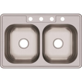 Elkay Dayton Drop-In Stainless Steel 33 in. 4-Hole 50/50 Double Bowl Kitchen Sink