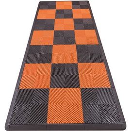 Swisstrax 4.3 ft. x 9.6 ft. Orange Checkered Motorcycle Pad Ribtrax Modular Tile Flooring (36 sq. ft.)