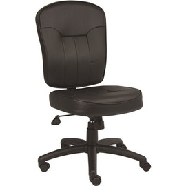 BOSS Office Products 27 in. W Black Big and Tall Faux Leather Task Chair with Swivel Seat