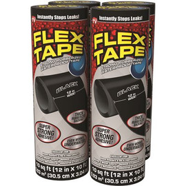 FLEX SEAL FAMILY OF PRODUCTS Flex Tape Black 12 in. x 10 ft. Strong Rubberized Waterproof Tape (4-Piece)