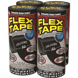 FLEX SEAL FAMILY OF PRODUCTS Flex Tape Black 8 in. x 5 ft. Strong Rubberized Waterproof Tape (4-Piece)