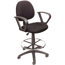 BOSS Office Products 25 in. W Black Big and Tall Fabric Drafting Chair with Swivel Seat
