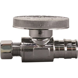 Apollo 1/2 in. Chrome-Plated Brass PEX-A Expansion Barb x 1/4 in. Compression Quarter-Turn Straight Stop Valve