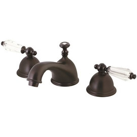 Kingston Brass Celebrity Crystal 8 in. Widespread 2-Handle Mid-Arc Bathroom Faucet in Oil Rubbed Bronze