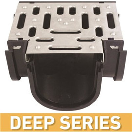 U.S. TRENCH DRAIN Deep Series Tee for 5.4 in. Trench and Channel Drain Systems w/ Stainless Steel Grate