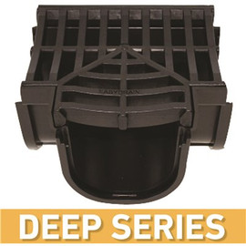 U.S. TRENCH DRAIN Deep Series Tee for 5.4 in. Trench and Channel Drain Systems w/Black Grate
