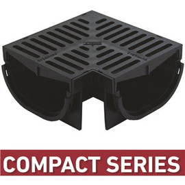 U.S. TRENCH DRAIN Compact Series 90 Deg. Corner for 3.2 in. D Trench and Channel Drain Systems w/Black Grate