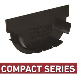 U.S. TRENCH DRAIN Compact Series End Cap for 3.2 in. Trench and Channel Drain Systems w/ Black Grate