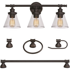 Globe Electric Parker 3-Light Oil Rubbed Bronze 5-Piece All-In-One Bath Light Set