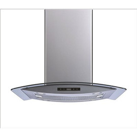 Winflo 36 in. 475 CFM Convertible Island Mount Range Hood in Stainless Steel and Glass with Mesh Filter and Touch Control
