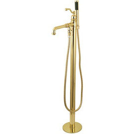 Kingston Brass Country Single-Handle Claw Foot Tub Faucet with Hand Shower in Polished Brass