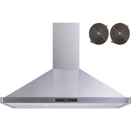 36 in. 475 CFM Convertible Wall Mount Range Hood in Stainless Steel with Mesh and Charcoal Filters, Touch Sensor Control