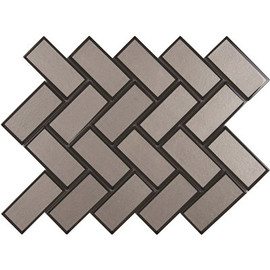 MSI Champagne Bevel Herringbone 12.38 in. x 16.5 in. Glossy Glass Patterned Look Wall Tile (10.6 sq. ft./Case)