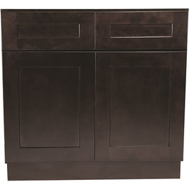 Design House Brookings Plywood Assembled Shaker 36x34.5x24 in. 2-Door 2-Drawer Base Kitchen Cabinet in Espresso