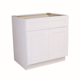 Design House Brookings Plywood Assembled Shaker 36x34.5x24 in. 2-Door Sink Base Kitchen Cabinet in White