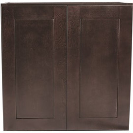 Design House Brookings Plywood Assembled Shaker 27x30x12 in. 2-Door Wall Kitchen Cabinet in Espresso