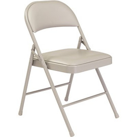 National Public Seating Gray Vinyl Padded Seat Stackable Folding Chair (Set of 4)