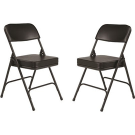 National Public Seating 3200 Series Premium 2 in. Vinyl Upholstered Double Hinge Folding Chair, Black (Pack of 2)