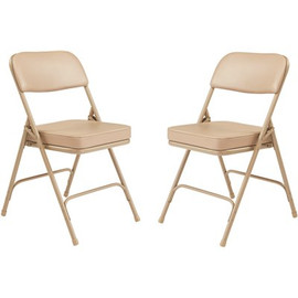 National Public Seating 3200 Series Premium 2 in. Vinyl Upholstered Double Hinge Folding Chair, Beige (Pack of 2)