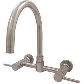 Kingston Brass Concord 2-Handle Wall-Mount Standard Kitchen Faucet in Brushed Nickel