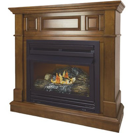 Pleasant Hearth 27,500 BTU 42 in. Convertible Ventless Propane Gas Fireplace in Heritage