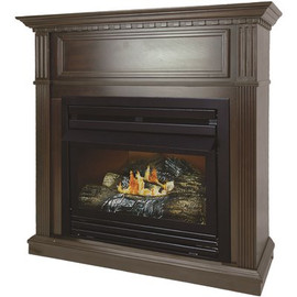 Pleasant Hearth 27,500 BTU 42 in. Convertible Ventless Propane Gas Fireplace in Tobacco