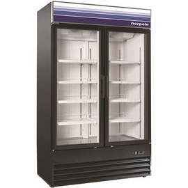 Norpole 53 in. 45 cu. ft. 2-Door Merchandiser Commercial Freezerless Refrigerator in Black