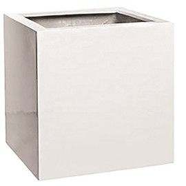 Vasesource Cube 12 in. x 12 in. Matte Gray Fiberstone Square Cube Planter