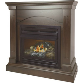 Pleasant Hearth 20,000 BTU 36 in. Compact Convertible Ventless Propane Gas Fireplace in Tobacco