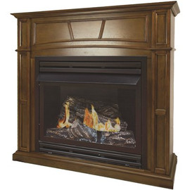 Pleasant Hearth 32,000 BTU 46 in. Full Size Ventless Natural Gas Fireplace in Heritage