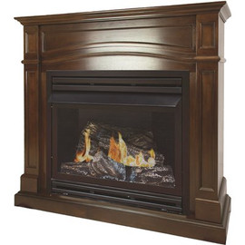 Pleasant Hearth 32,000 BTU 46 in. Full Size Ventless Natural Gas Fireplace in Cherry